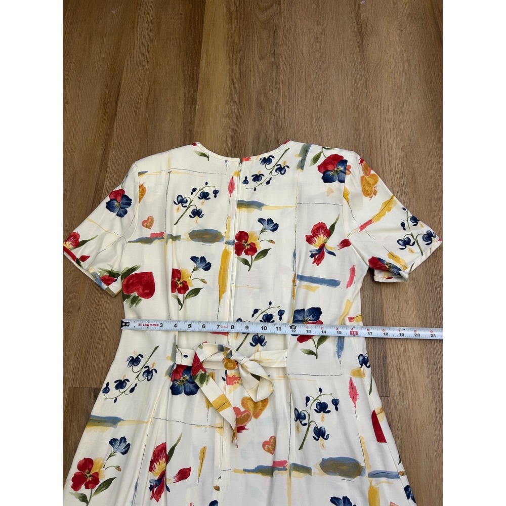 Vintage Jessica Howard Floral Print Pintuck Midi Dress 10 Rayon coastal prairie - Picture 6 of 7